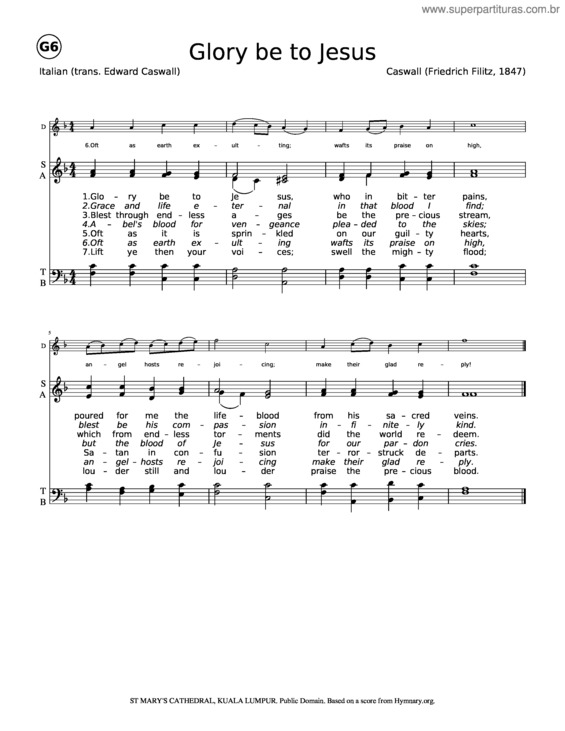 Partitura da música Glory Be To Jesus v.2