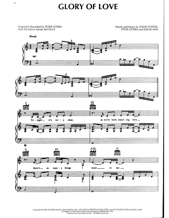 Partitura da música Glory of Love v.3