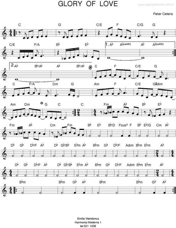 Partitura da música Glory of love