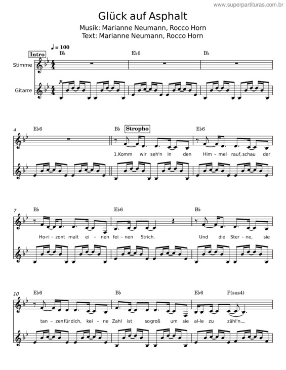 Partitura da música Glück Auf Asphalt