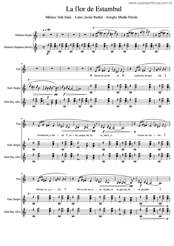 Partitura da música Gnossienne 4 / Flor De Estambul – Erik Satie/Javier Ruibal