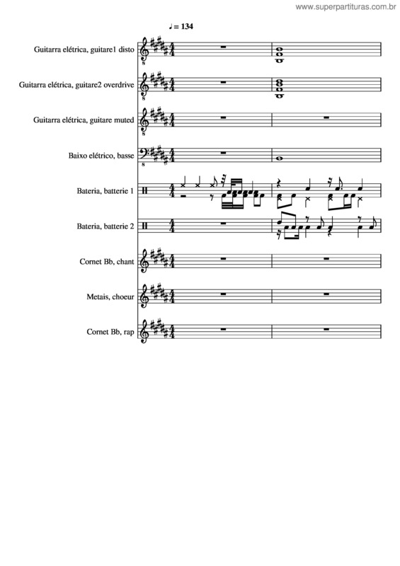 Partitura da música Go – Abertura Naruto