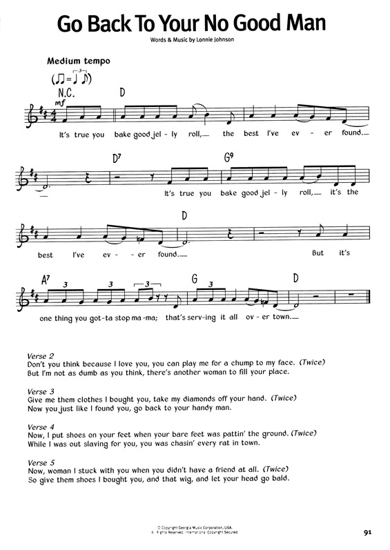 Partitura da música Go Back To Your No Good Man