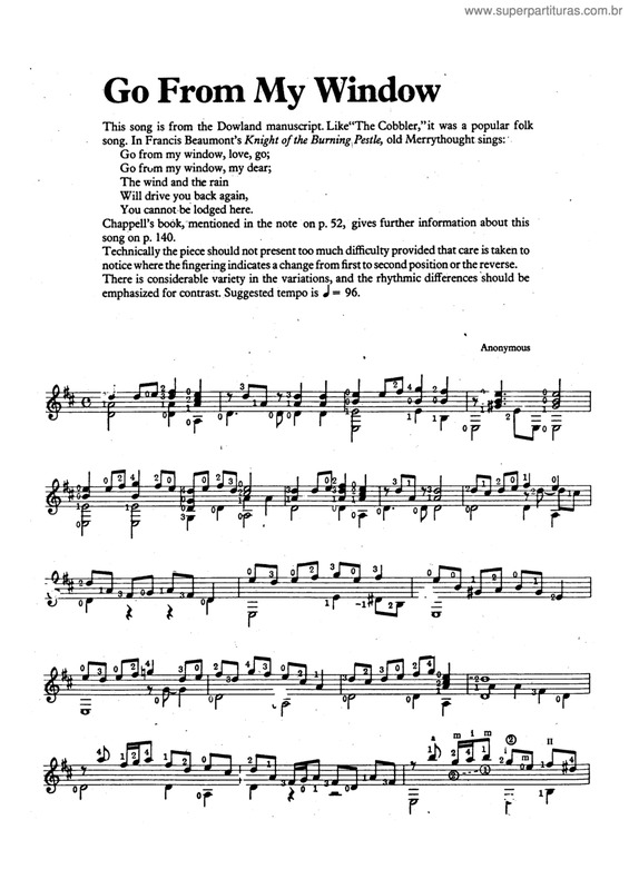 Partitura da música Go From My Window v.2