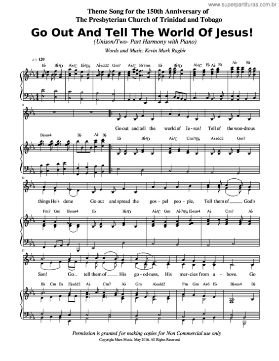 Partitura da música Go Out And Tell The World Of Jesus