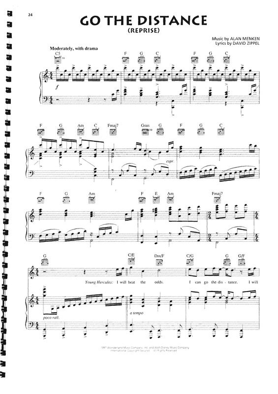 Partitura da música Go The Distance (Reprise)