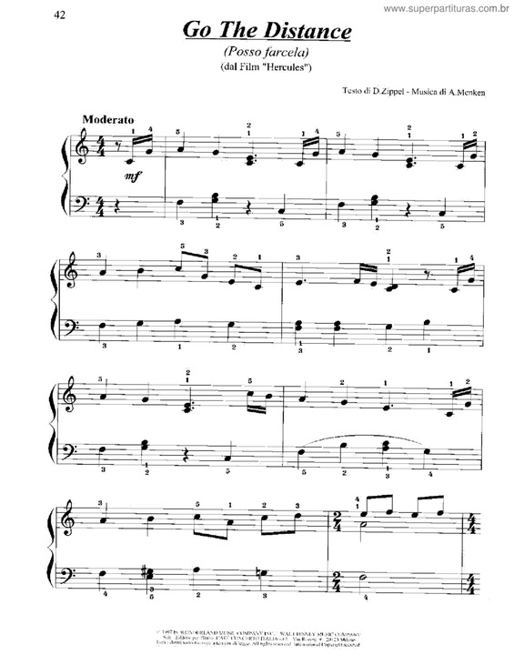 Partitura da música Go The Distance v.3