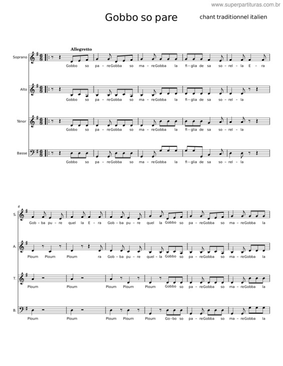 Partitura da música Gobbo So Pare v.6