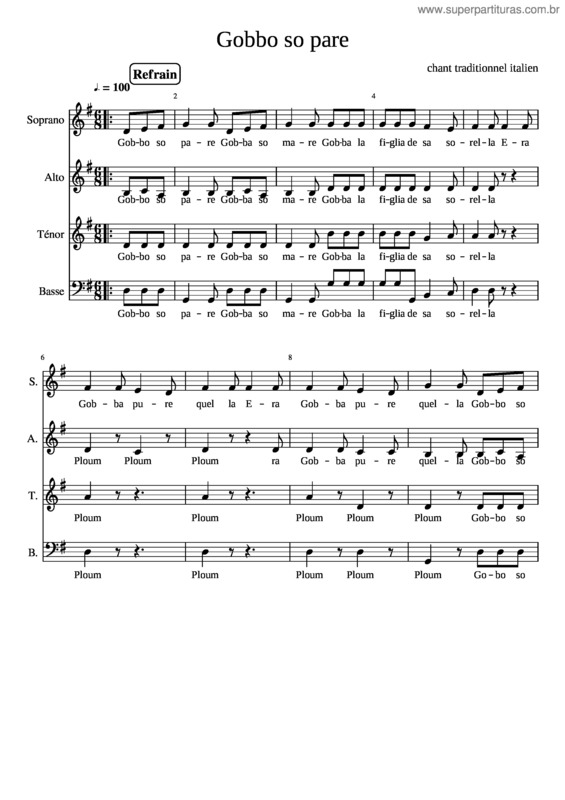 Partitura da música Gobbo So Pare