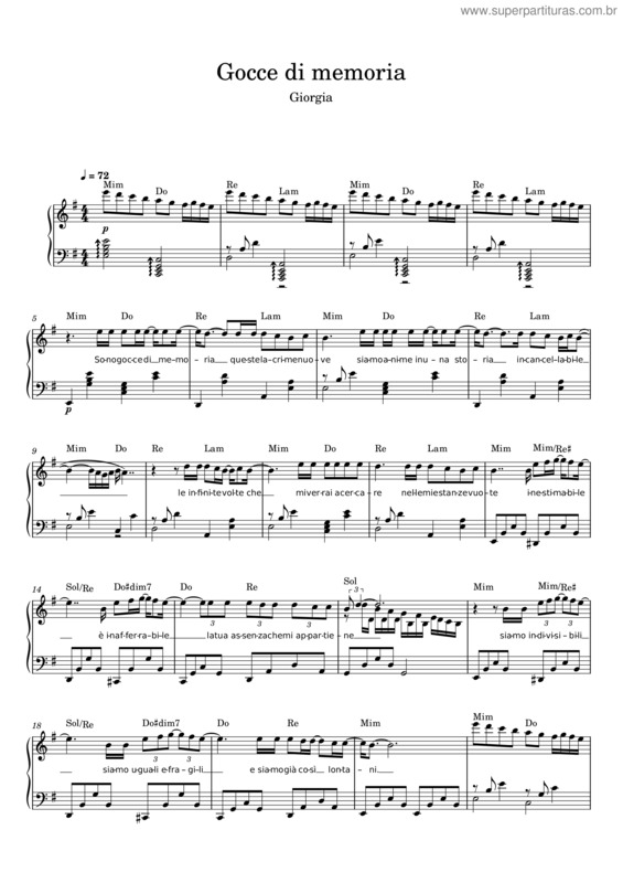 Partitura da música Gocce Di Memoria – Short 2