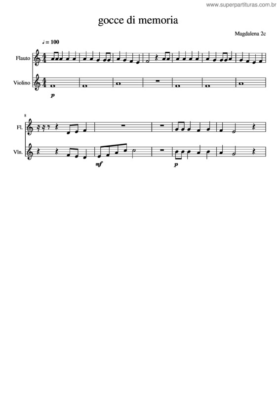 Partitura da música Gocce Di Memoria v.2