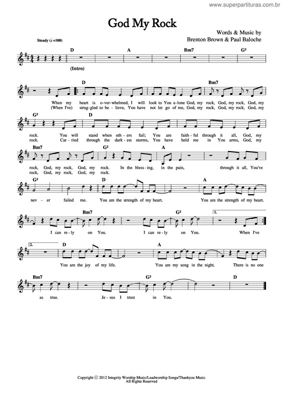 Partitura da música God My Rock