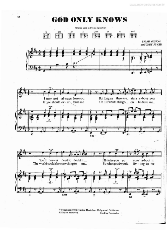 Partitura da música God Only Knows