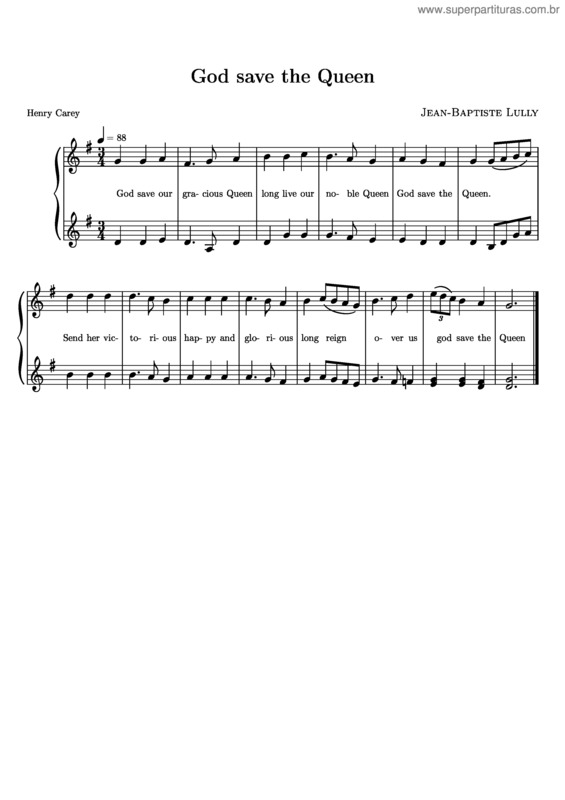 Partitura da música God Save the Queen