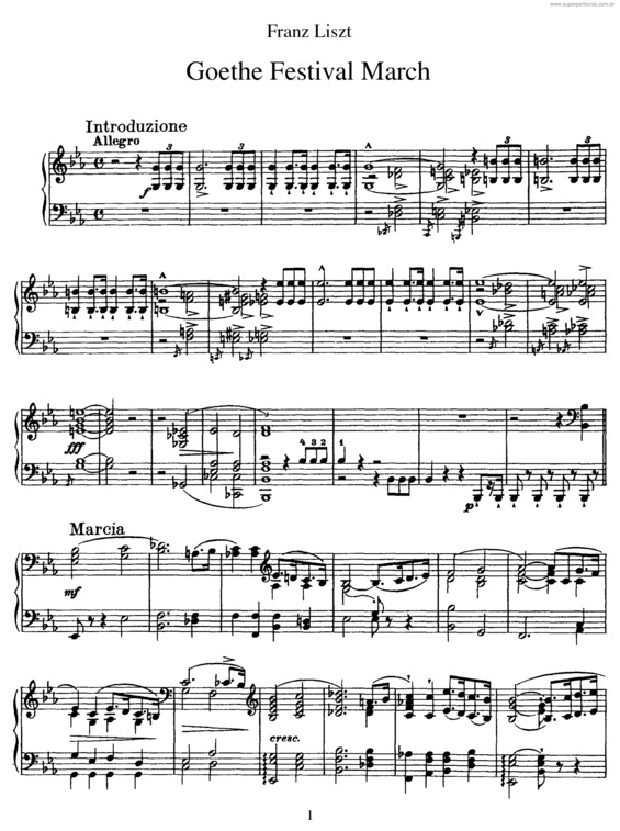 Partitura da música Goethe Festmarsch