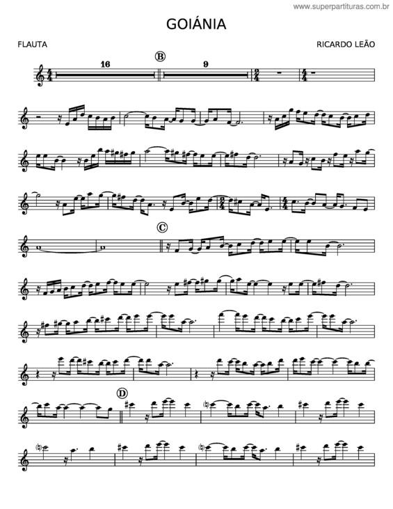 Partitura da música Goiânia – Ricardo Leão
