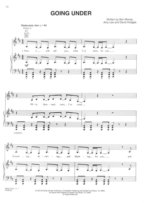 Partitura da música Going Under v.4