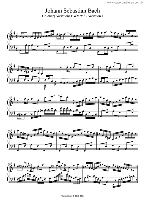 Partitura da música Goldberg Variations v.3