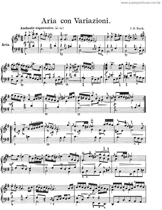 Partitura da música Goldberg Variations