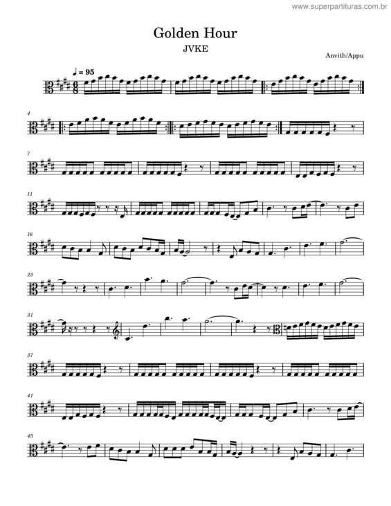 Partitura da música Golden Hour – Jvke Golden Hour – Viola W/ Piano Appu