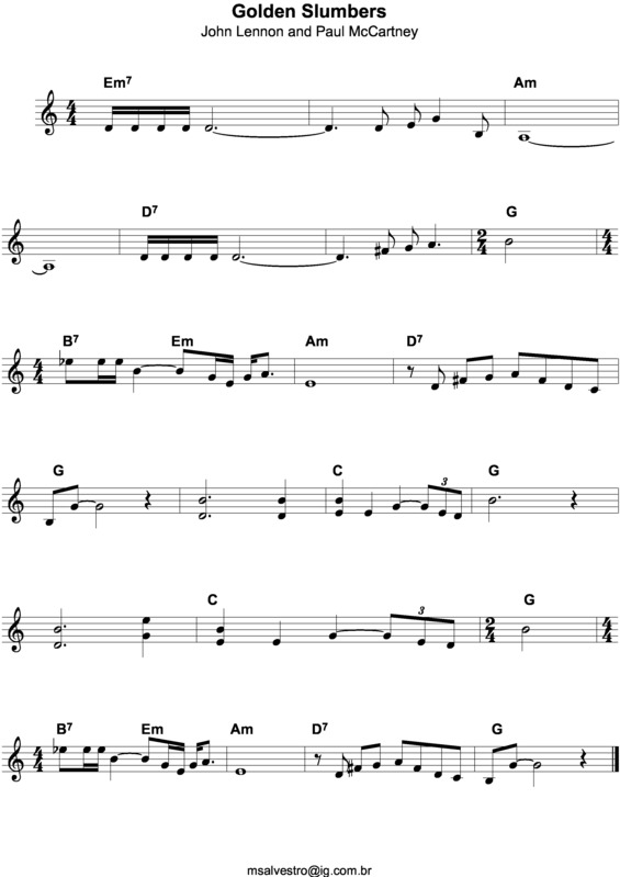 Partitura da música Golden Slumbers v.3