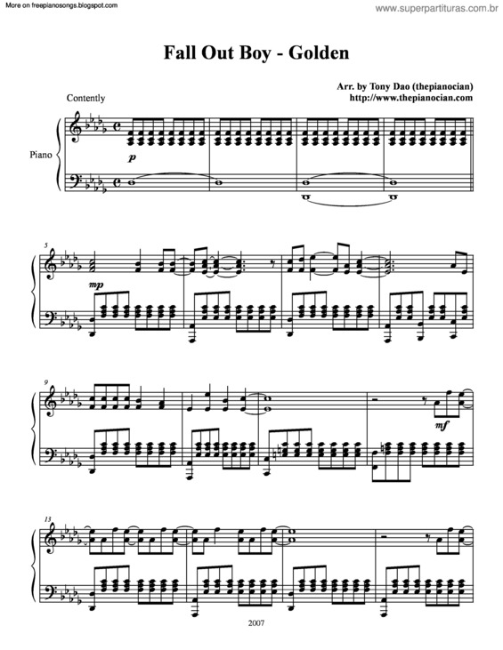 Partitura da música Golden