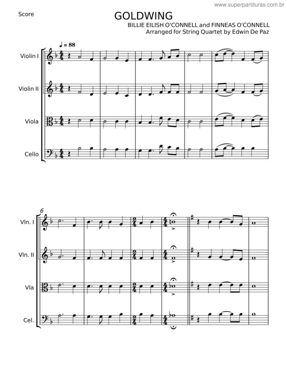 Partitura da música Goldwing – Billie Eilish