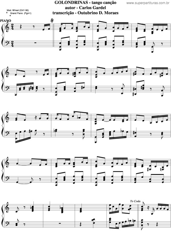 Partitura da música Golondrinas v.2