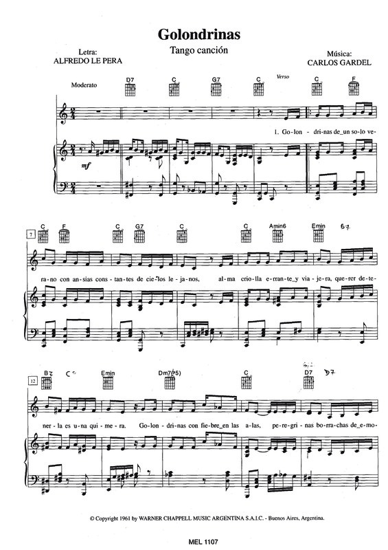Partitura da música Golondrinas v.3