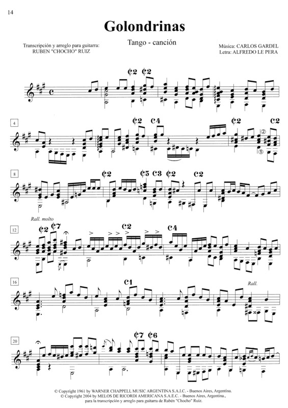 Partitura da música Golondrinas v.4