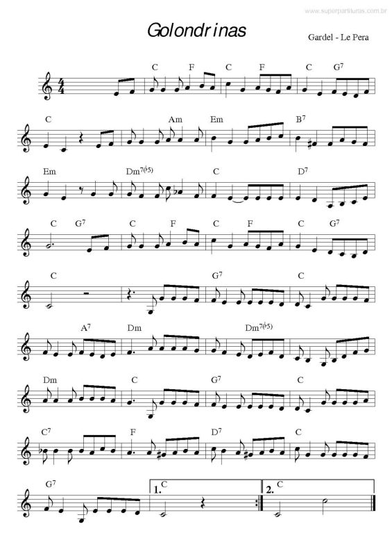 Partitura da música Golondrinas