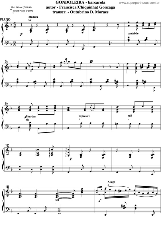 Partitura da música Gondoleira