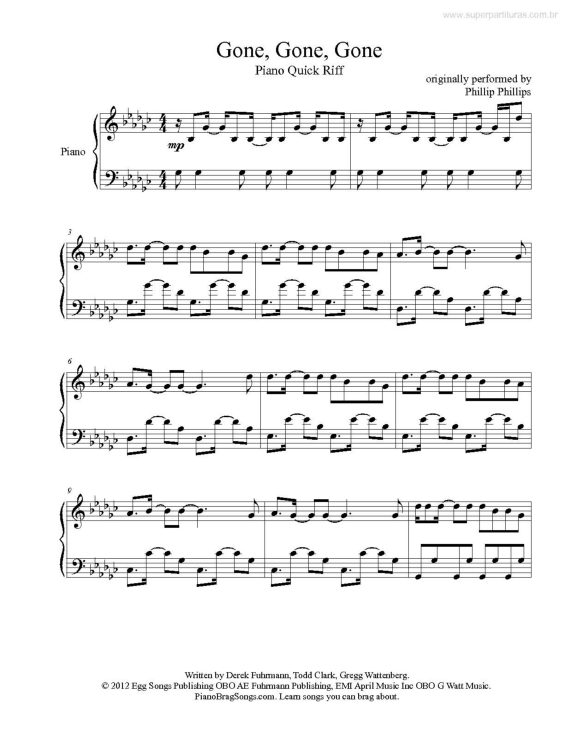 Partitura da música Gone Gone Gone