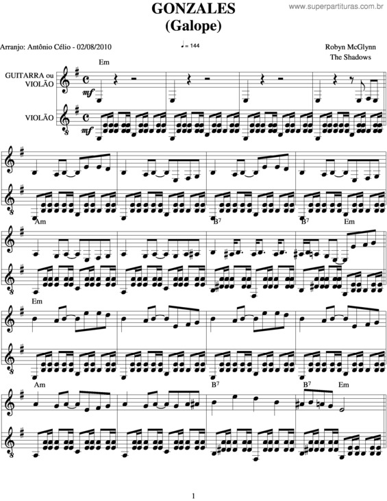 Partitura da música Gonzales