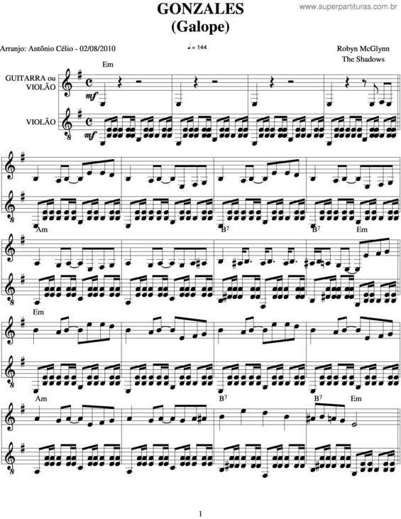 Partitura da música Gonzales