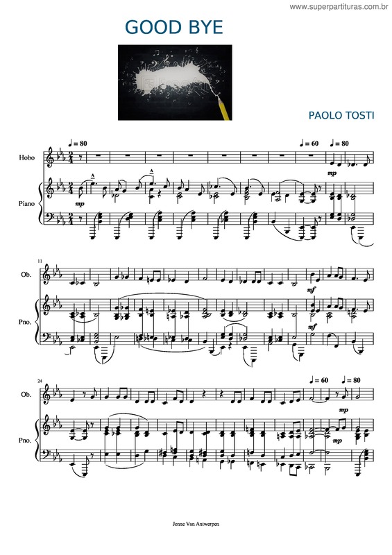 Partitura da música Good Bye – F.Paolo Tosti