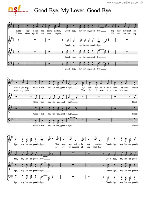 Partitura da música Good–Bye, My Lover, Good–Bye – Satb