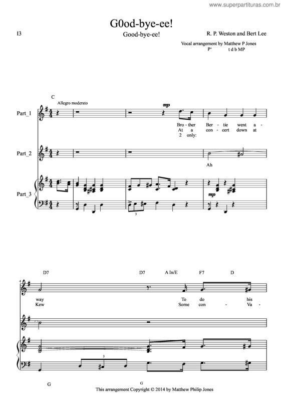 Partitura da música Good–Bye–Ee