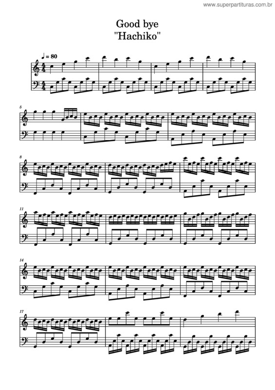 Partitura da música Good Bye Hachiko