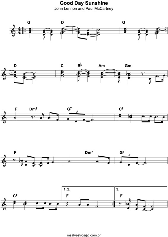 Partitura da música Good Day Sunshine v.3