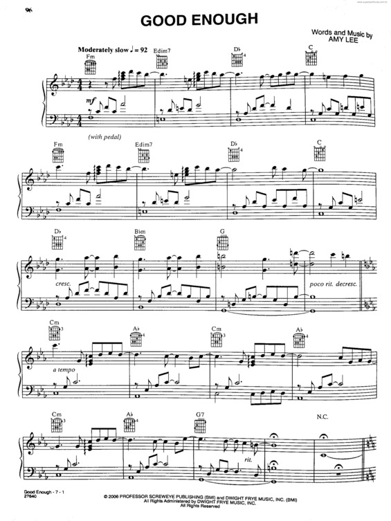 Partitura da música Good Enough v.5