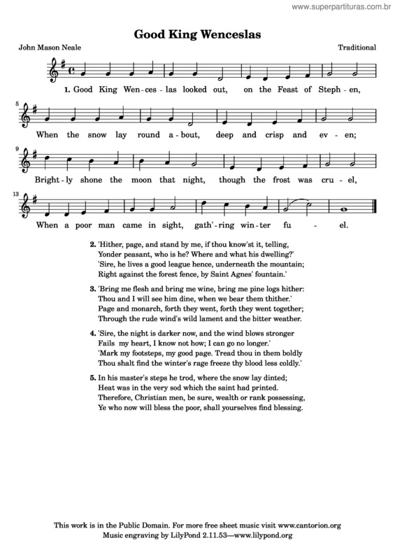 Partitura da música Good King Wenceslas v.3
