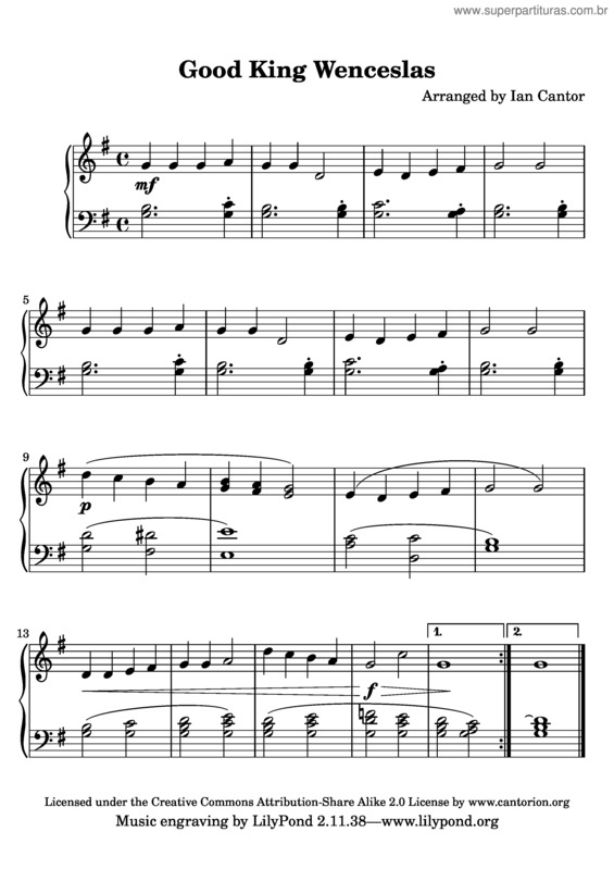 Partitura da música Good King Wenceslas