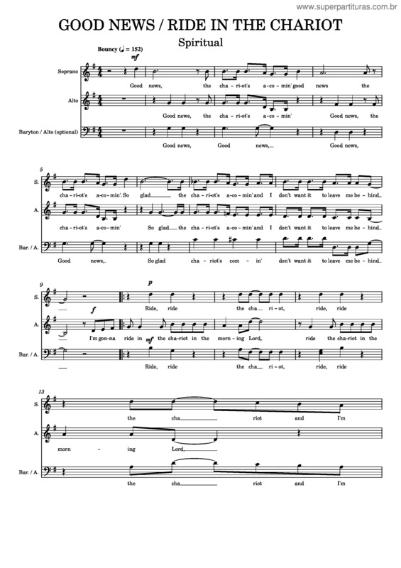 Partitura da música Good News–Ride In The Chariot – Spiritual Song