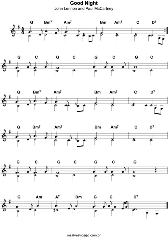 Partitura da música Good Night v.3