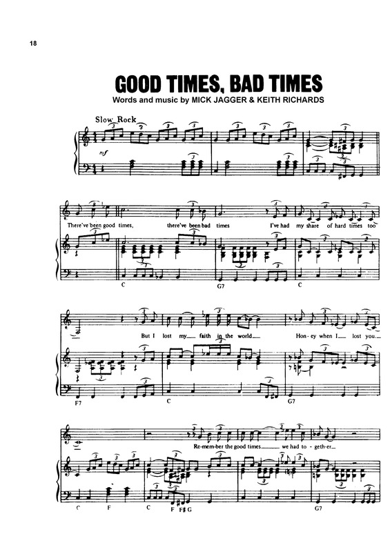 Partitura da música Good Times, Bad Times
