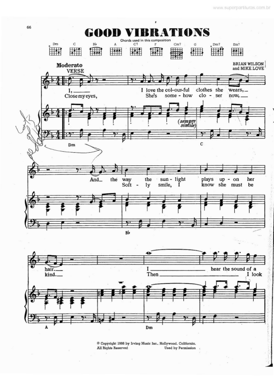 Partitura da música Good Vibrations