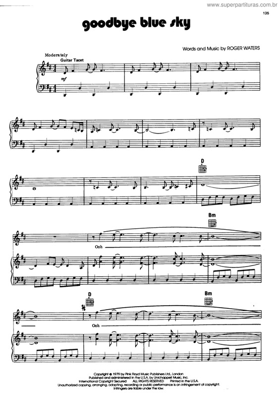 Partitura da música Goodbye blue sky (Vers. 2)