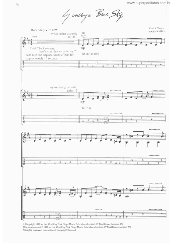 Partitura da música Goodbye blue sky