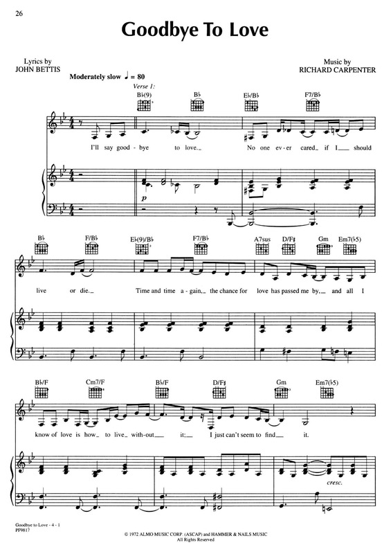 Partitura da música Goodbye To Love v.2